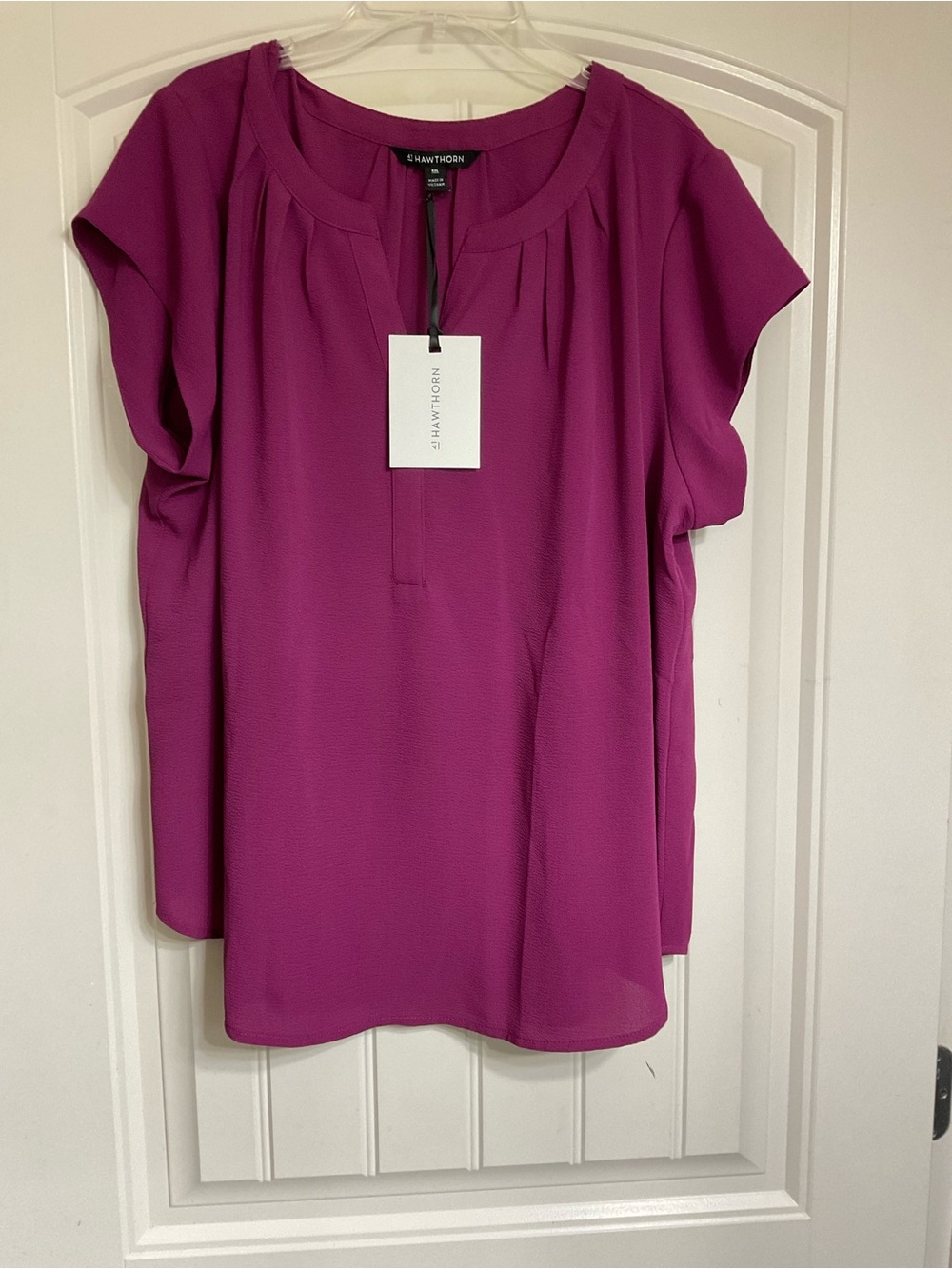 NWT 41 Hawthorn Pleated Yoke Blouse in Magenta Size XXL - Picture 3 of 8